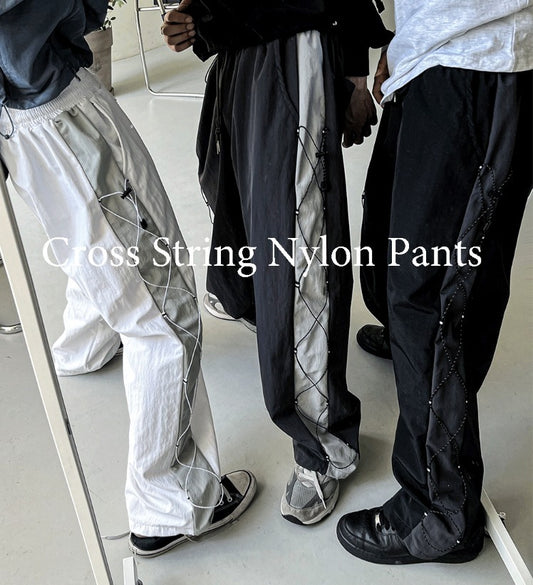 cross string nylon pants
