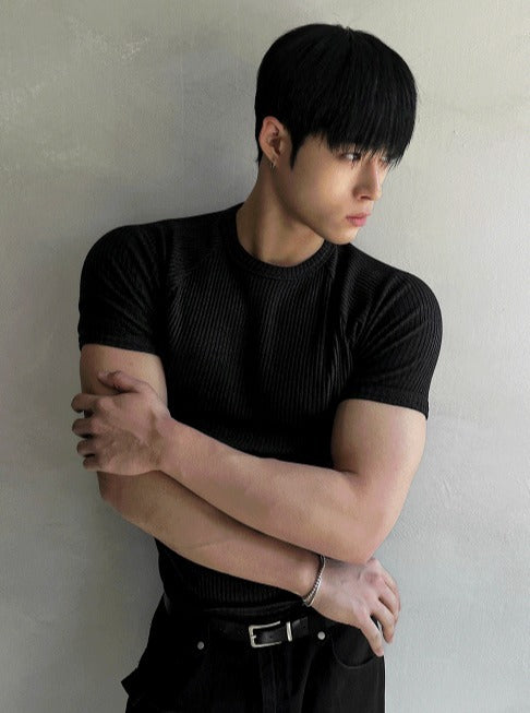 Muscle Fit Round Short-Sleeved Knitwear