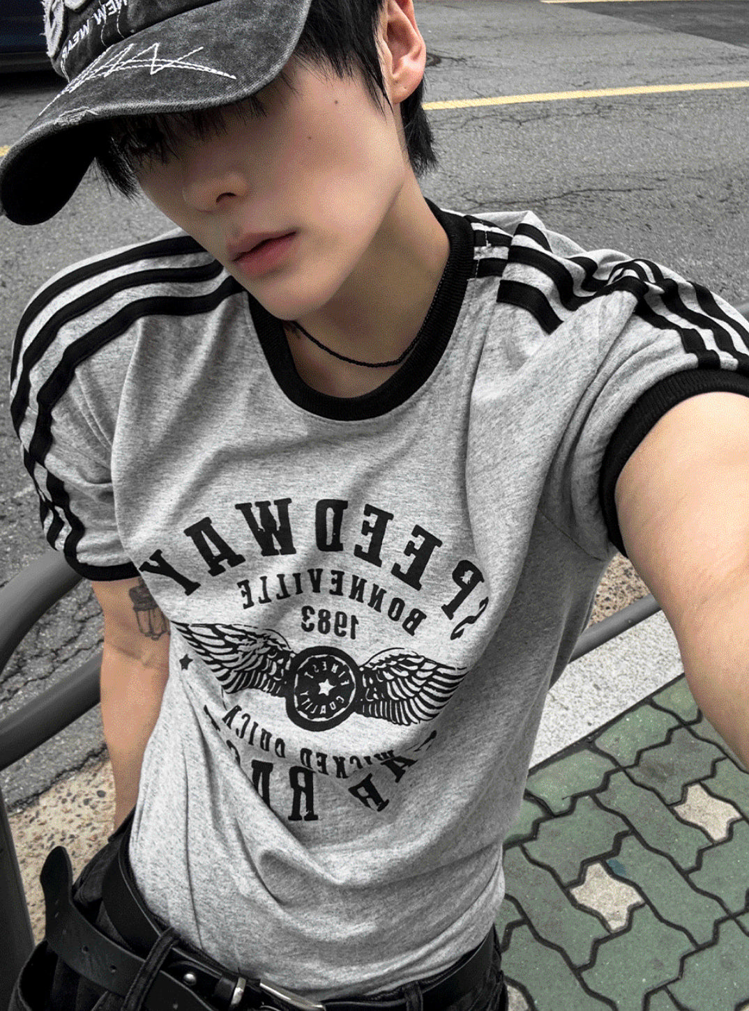Washed Black Denim Distressed Baseball Cap