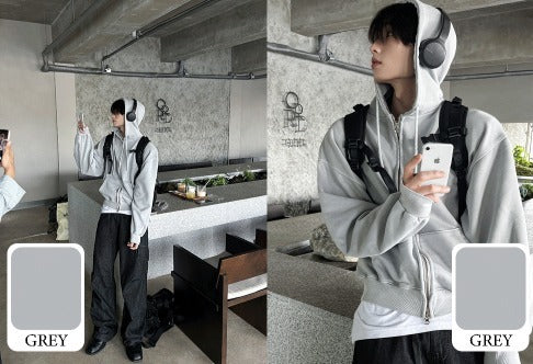 Pigment Washing Hoodie Zip-up