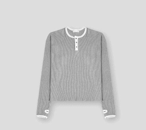 Fingerhole Waffle Henley Neck