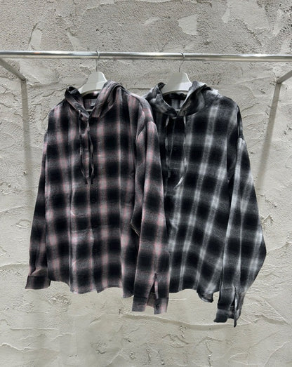 shea hooded checkered shirt
