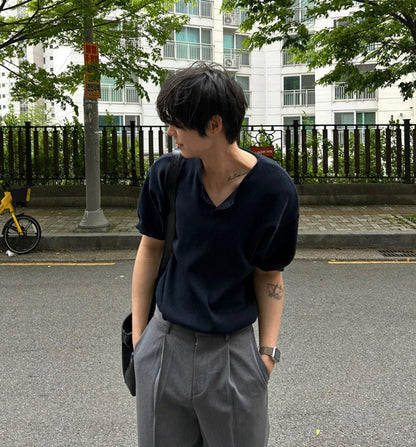 Ocean Henley Short Sleeve Knit