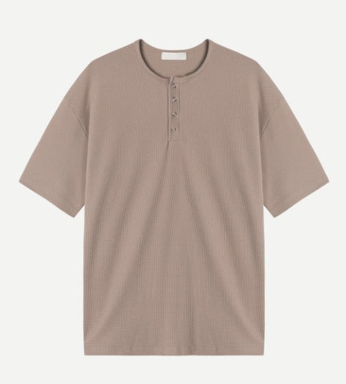 Rashkan Waffle Henley Neck Short Sleeve