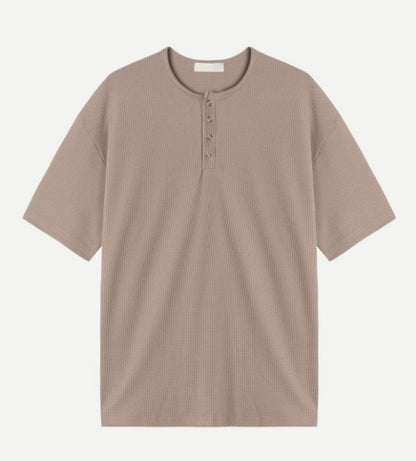 Rashkan Waffle Henley Neck Short Sleeve