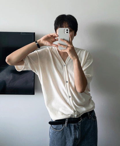 Linen Short Sleeve Cardigan