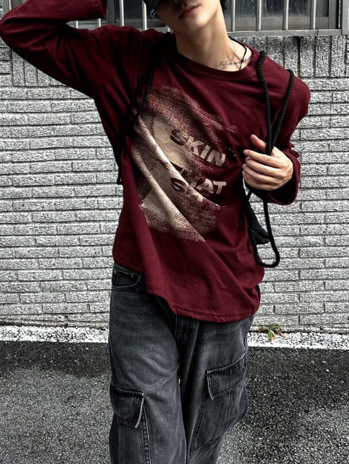 Secret Printing Long Sleeve Loose Fit T-shirt