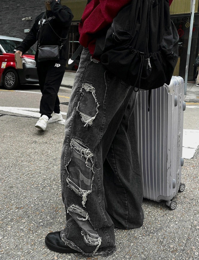 Military Camo Wide Denim