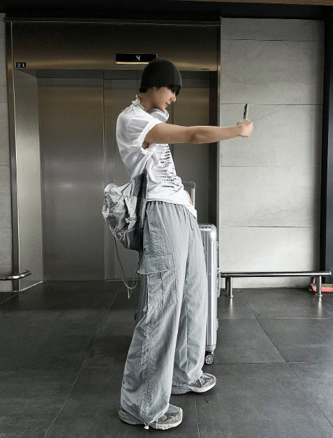 nylon cargo string pants