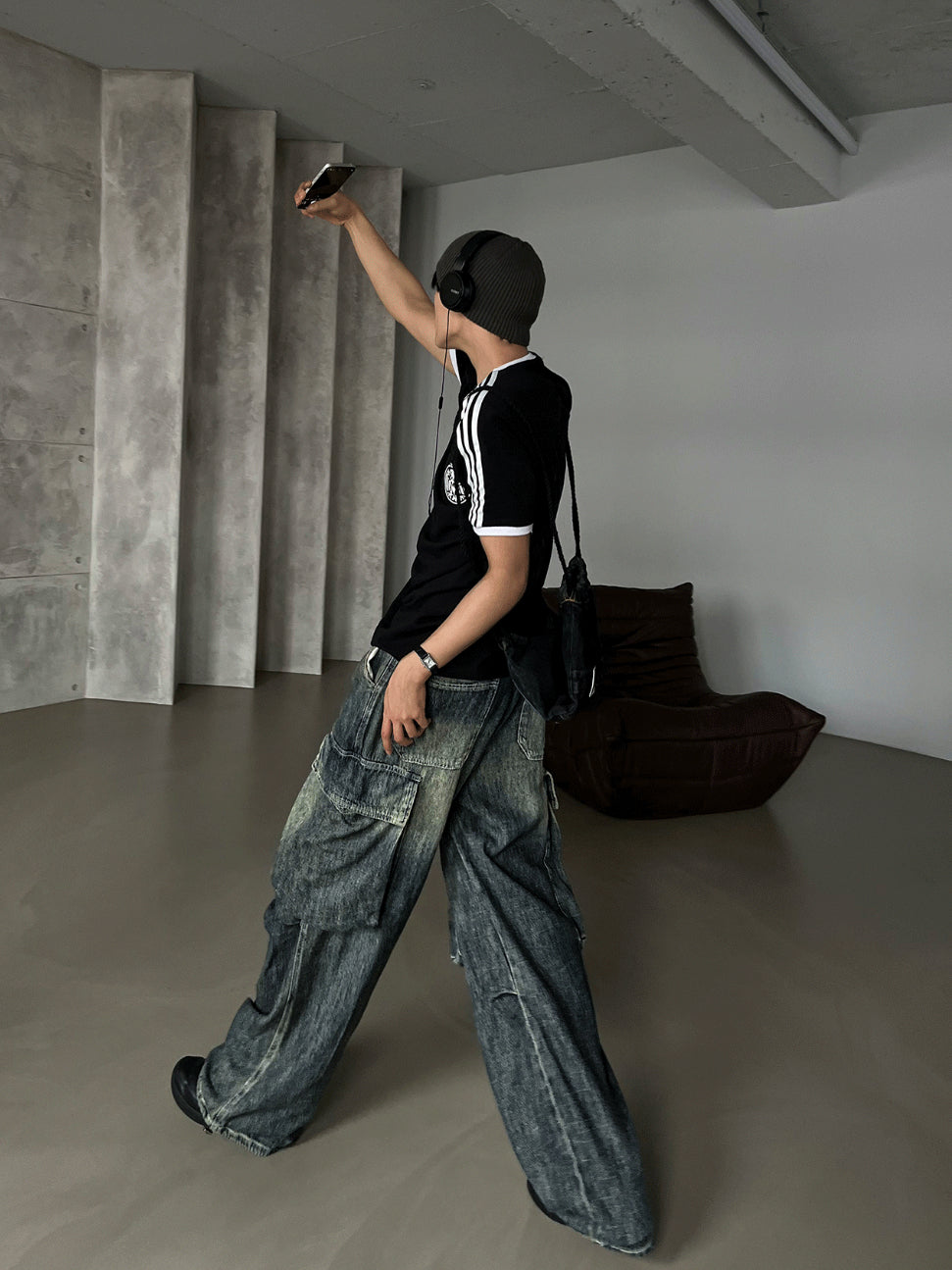 Summer Cool Cargo Banding Denim Pants