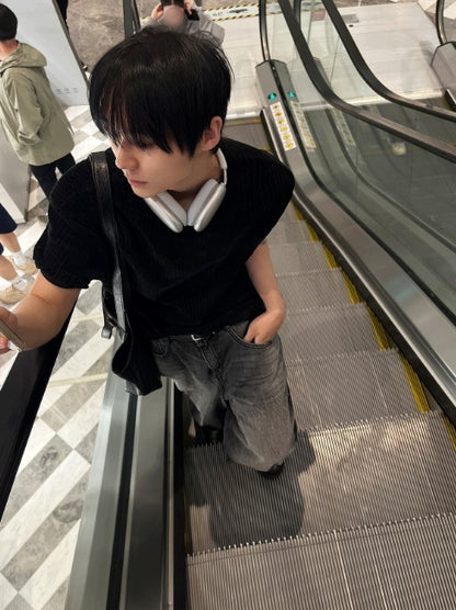 lay velour spring cut-off  short sleeve knit