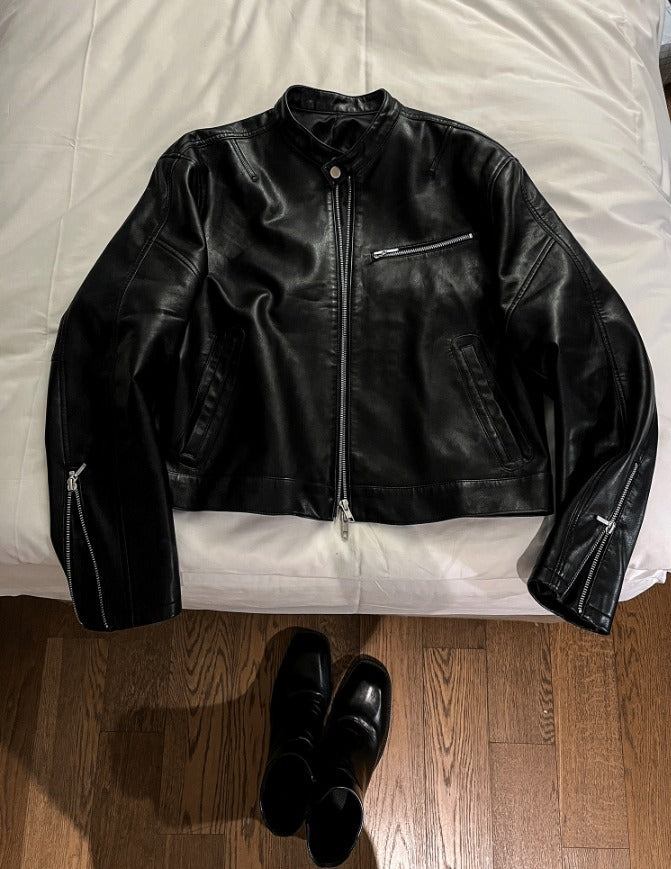 Premium Crop Leather Jacket