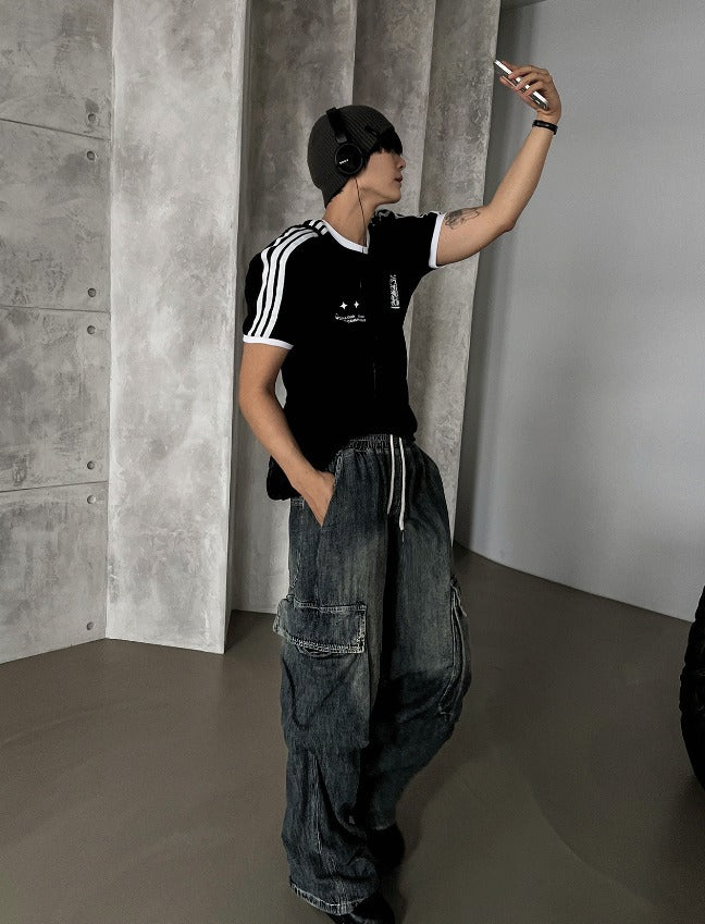 Summer Cool Cargo Banding Denim Pants