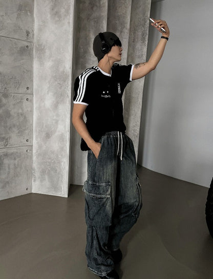 Summer Cool Cargo Banding Denim Pants