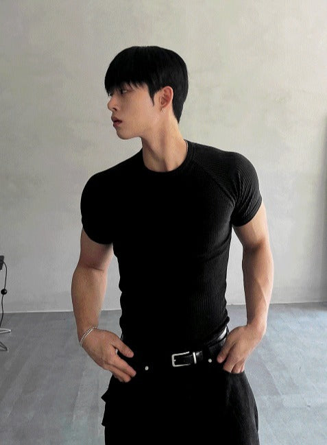 Muscle Fit Round Short-Sleeved Knitwear