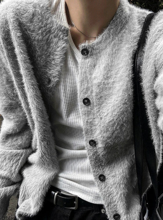 24FW New Thick Angora Semi-Oversized Cardigan