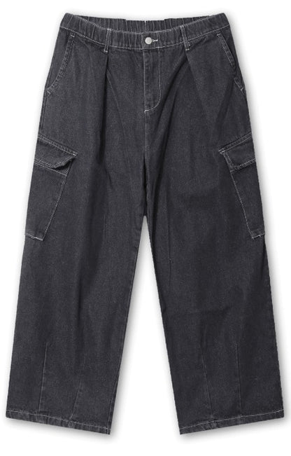 Balloon Stitch Cargo String Denim Pants