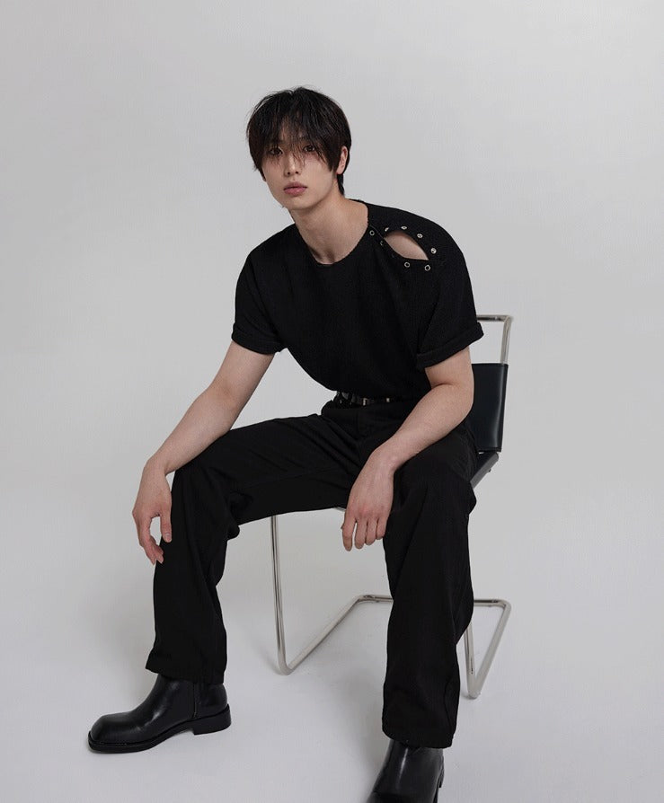 normal black wide denim pants