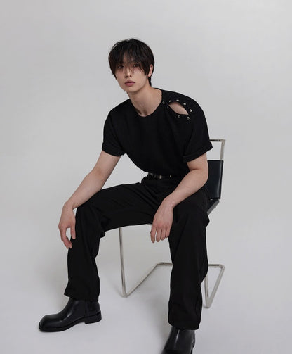 normal black wide denim pants