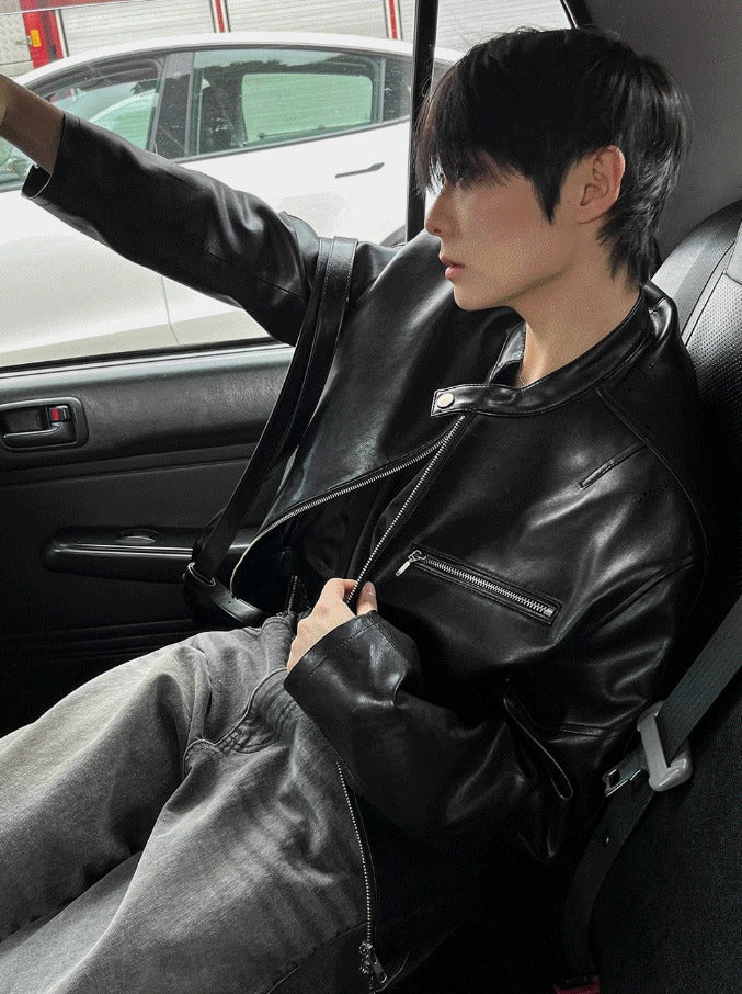 Premium Crop Leather Jacket