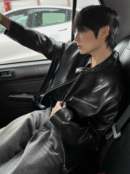 Premium Crop Leather Jacket