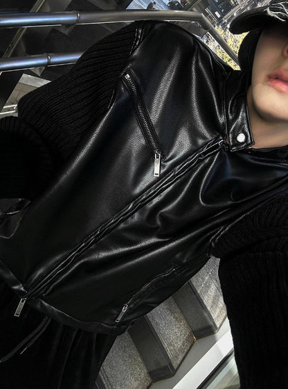 Deep black knit suede jacket [Deep black]