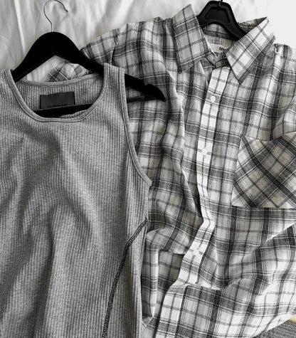 Thin Check Dark & Light Short-Sleeve Shirt