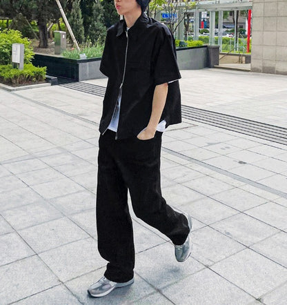 Flare Short Sleeve Zip-Up
