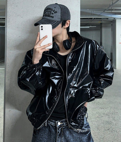 lochammu two-way glossy windbreaker jacket