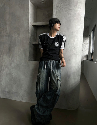 Summer Cool Cargo Banding Denim Pants