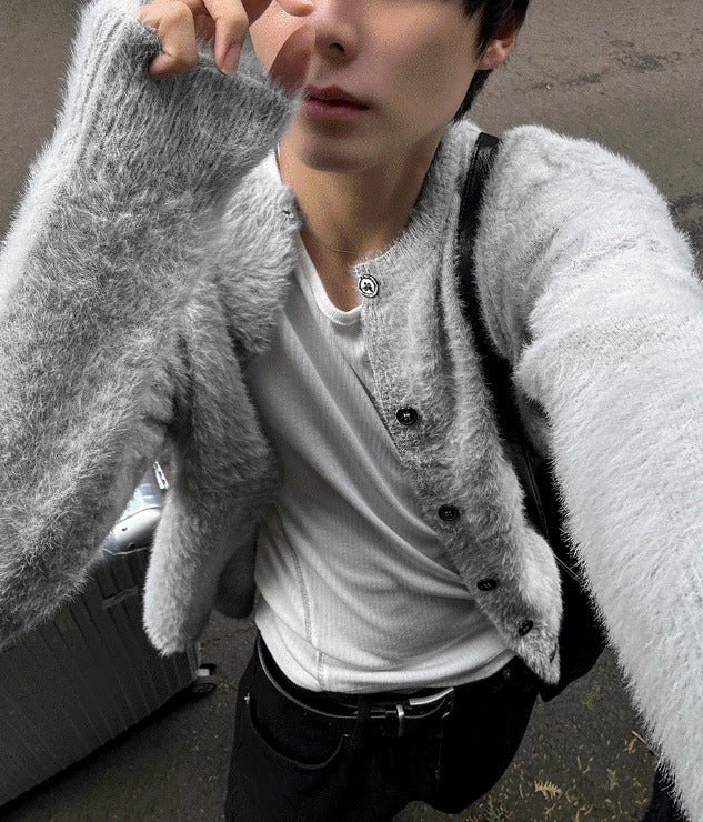 24FW New Thick Angora Semi-Oversized Cardigan