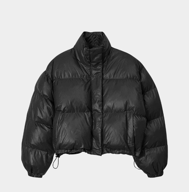 New Cropped Padded Oversized Fit Hip Glossy