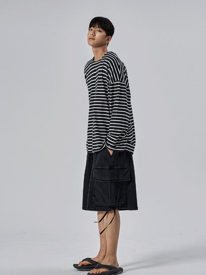 Shallow Stripe Oversized Long Sleeve Tee
