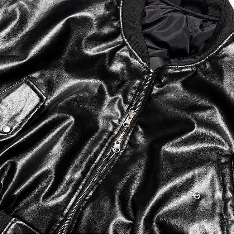 Dominic Vegan Leather Crop Aviation Jumper