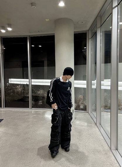 multi pocket cargo denim pants