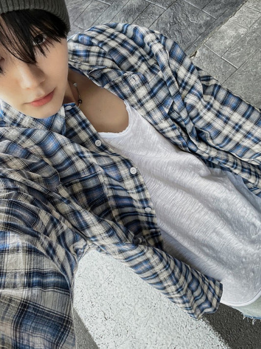 two-pocket checkered tartan shirt