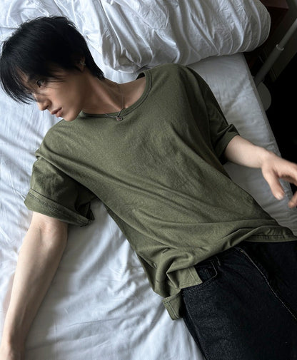 shaping round semi-wige short-sleeved T-shirt