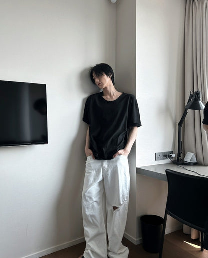 shaping round semi-wige short-sleeved T-shirt