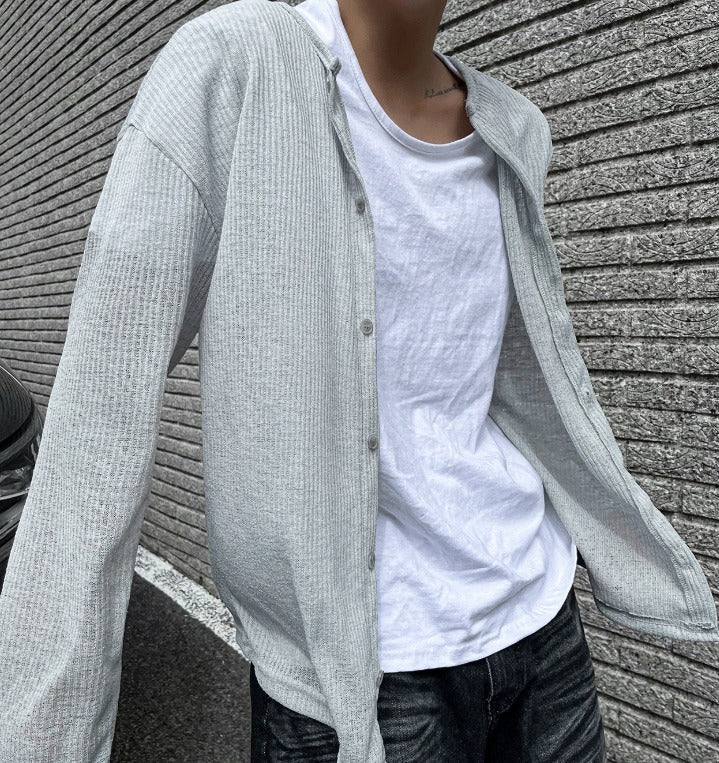 Linen Round Neck Knit Cardigan