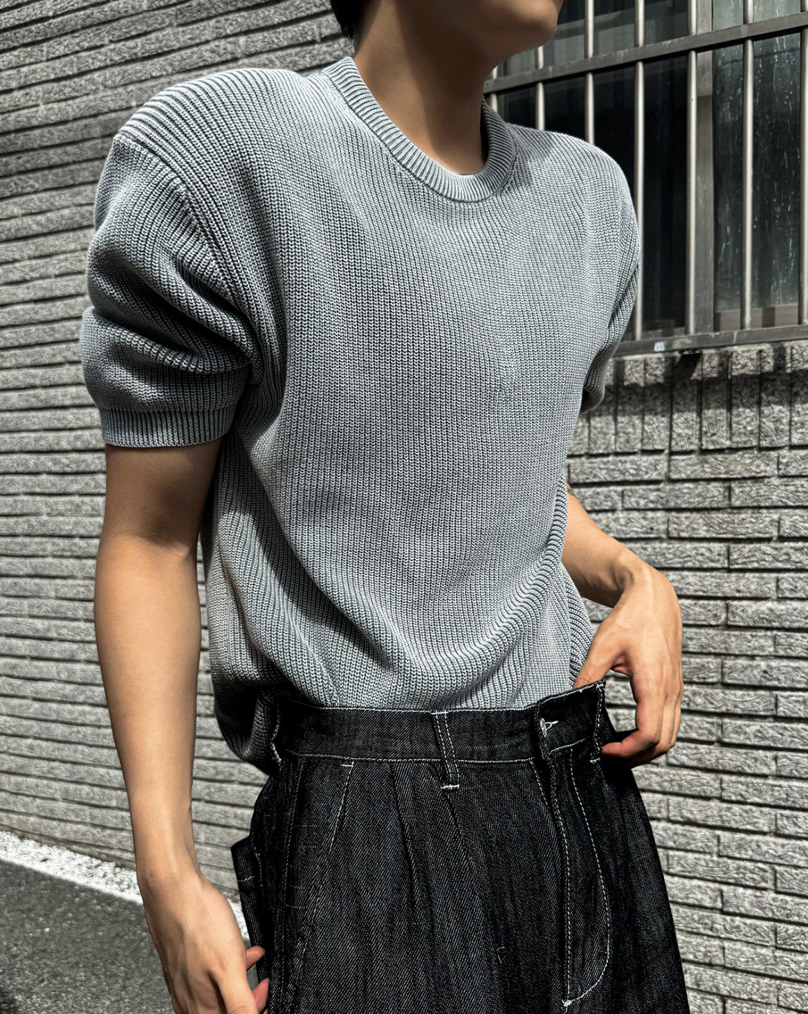 Dominic Pigment Round Neck Short Sleeve Knit