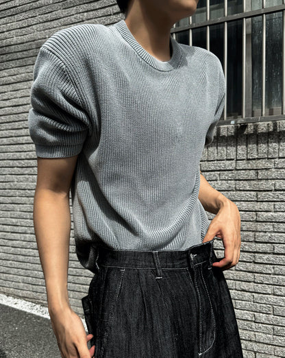 Dominic Pigment Round Neck Short Sleeve Knit