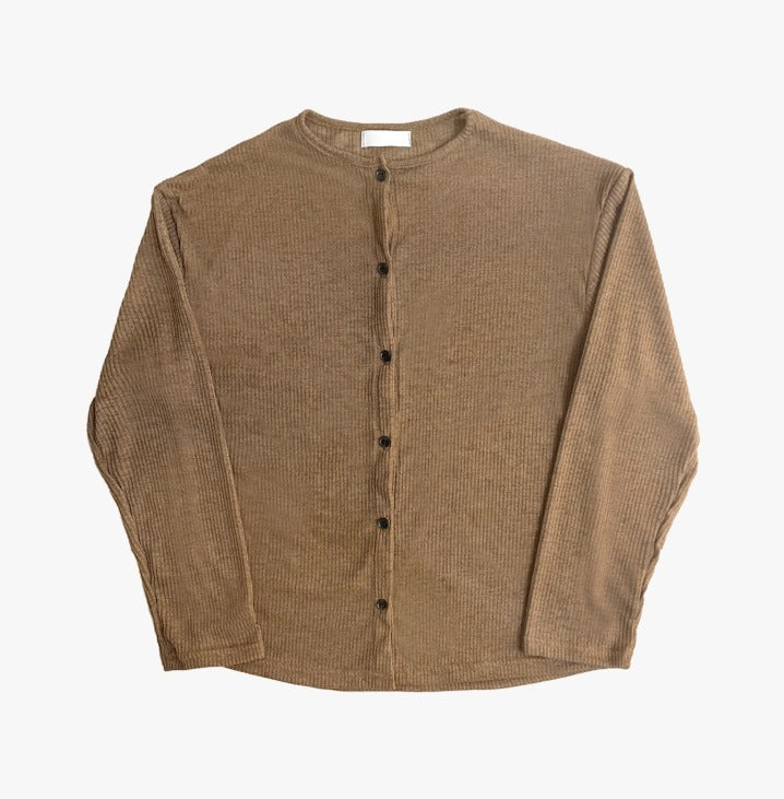 Linen Round Neck Knit Cardigan