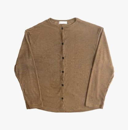 Linen Round Neck Knit Cardigan