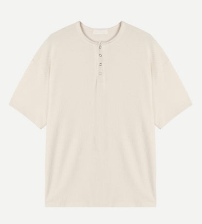 Rashkan Waffle Henley Neck Short Sleeve
