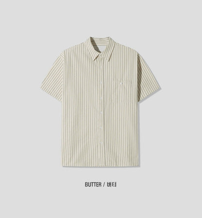 Ale Stripe Linen Short Sleeve Shirt