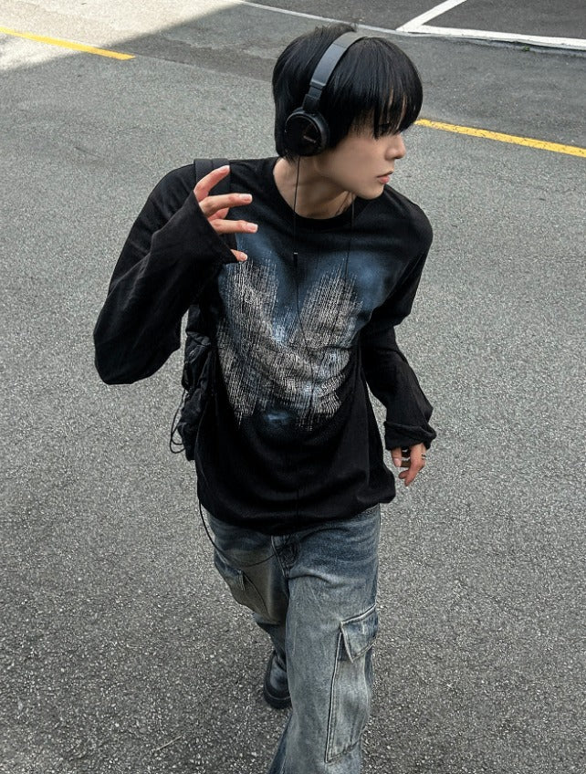 Hand Spray Brush Long Sleeve T-shirt