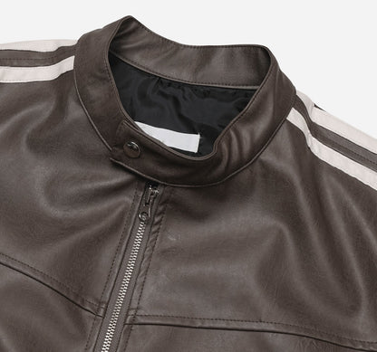 two-way biker leather jacket