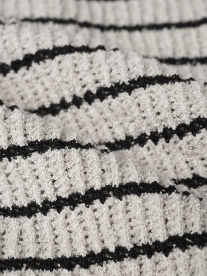 lewen stripe collar short-sleeved knit