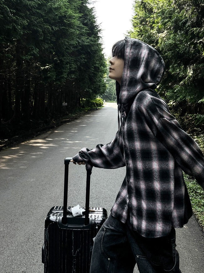 shea hooded checkered shirt