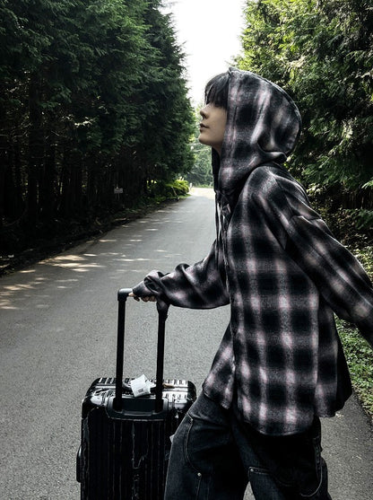 shea hooded checkered shirt